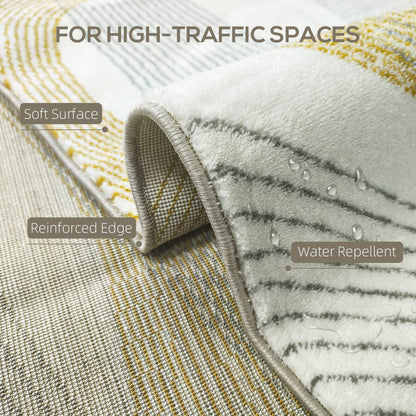 HOMCOM Modern Area Rug, Machine Washable Rug, Allergy-Friendly Floor Carpet for Living Room, Bedroom, Dining Room, Home Office, 230 x 160 cm, Cream White