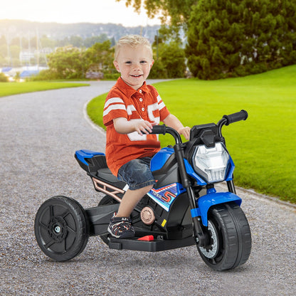 6V Kids Ride-on Motorcycle with 2-wheel/3-wheel Conversion & Detachable Training Wheels-Blue
