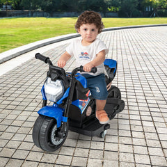 6V Kids Ride-on Motorcycle with 2-wheel/3-wheel Conversion & Detachable Training Wheels-Blue