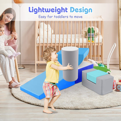 6 Pieces Indoor Climb and Crawl Activity Playset  for Kids-Blue