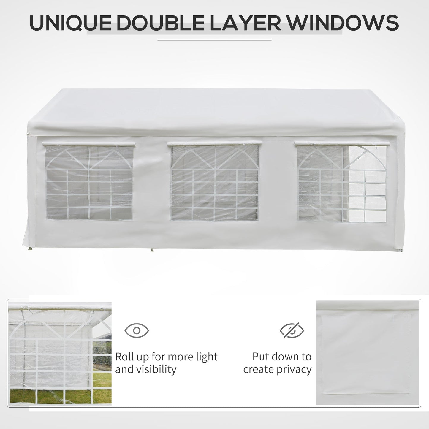 Outsunny 6m x 3m Garden Gazebo Marquee Wedding Shelter Level 4 Wind Protection, White