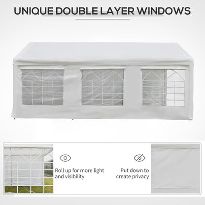 Outsunny 6m x 3m Garden Gazebo Marquee Wedding Shelter Level 4 Wind Protection, White