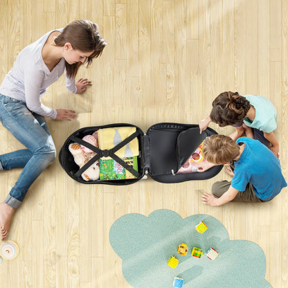 2 pieces kids luggage set with wheels and height adjustable handle white and black