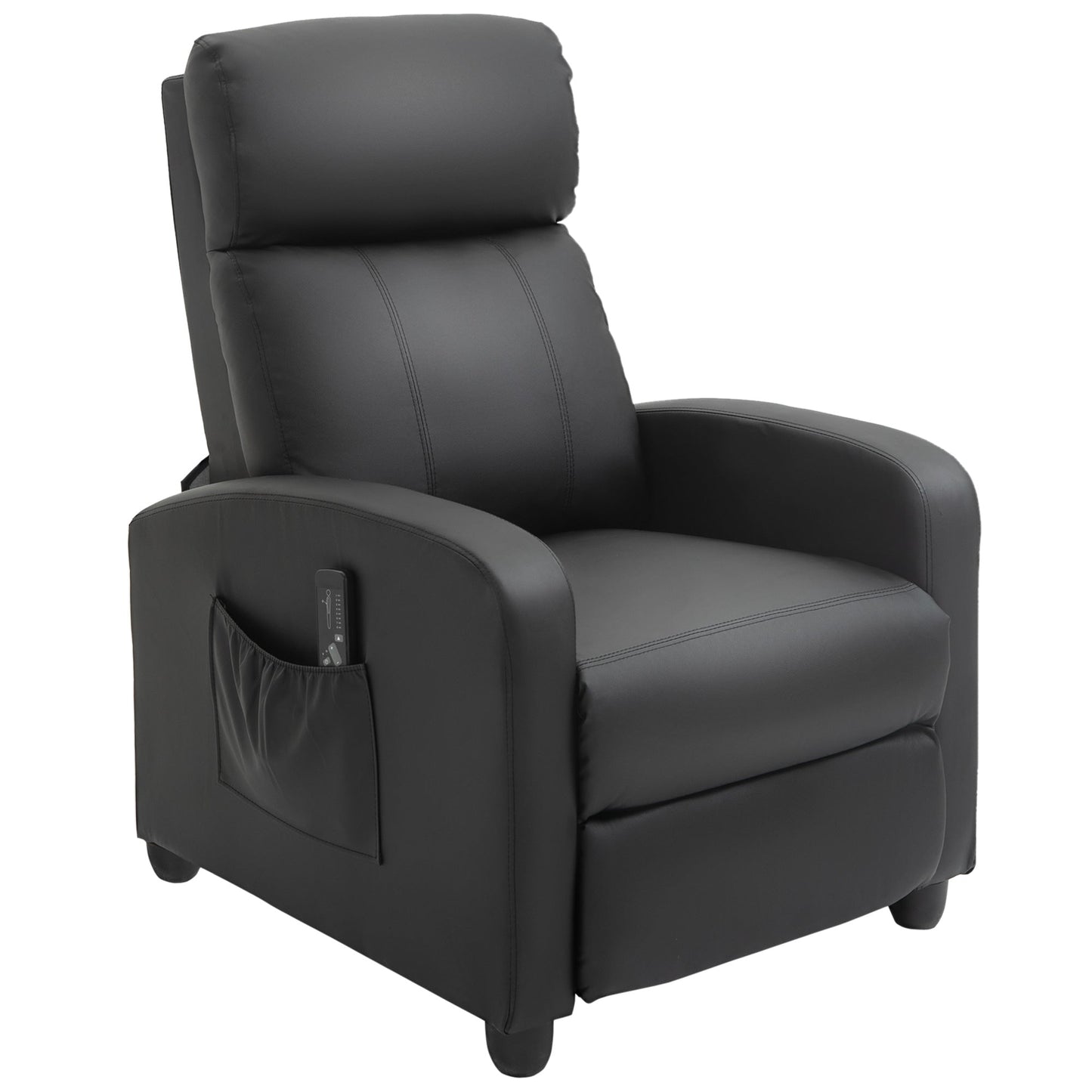 HOMCOM Massage Recliner Armchair with 150 Recline, Faux Leather, Side Pocket, Black