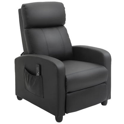 HOMCOM Massage Recliner Armchair with 150 Recline, Faux Leather, Side Pocket, Black
