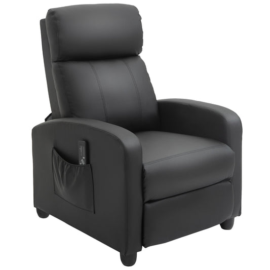 HOMCOM Massage Recliner Armchair with 150 Recline, Faux Leather, Side Pocket, Black