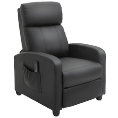 HOMCOM Massage Recliner Armchair with 150Â° Recline, Faux Leather, Side Pocket, Black