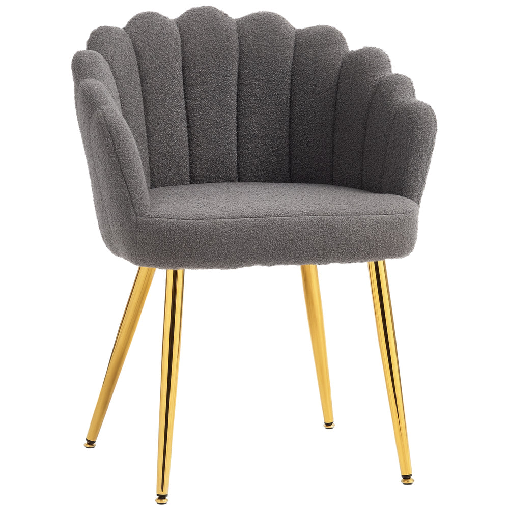 HOMCOM Lounge Chair Petal-Back Armchair Metal Metal Legs for Living Room Bedroom, Grey