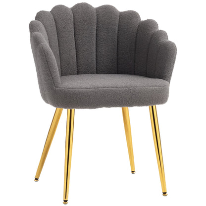 HOMCOM Lounge Chair Petal-Back Armchair Metal Metal Legs for Living Room Bedroom, Grey