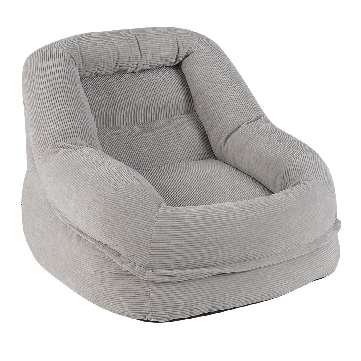Boneless Floor Single Sofa Chair with Soft Stripe Corduroy Cover-Grey