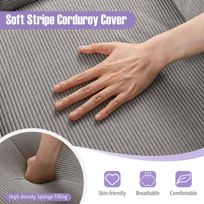 Boneless Floor Single Sofa Chair with Soft Stripe Corduroy Cover-Grey