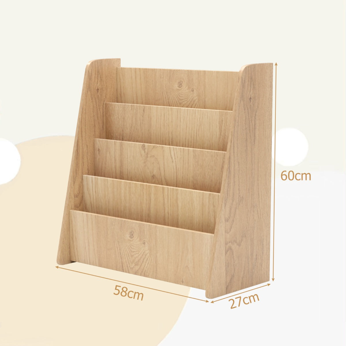4-Tier Kids Bookshelf with Deep Compartments for Kids Bedroom-Natural
