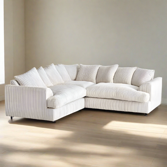 Jasper Jumbo Cord Corner Sofa - Cream