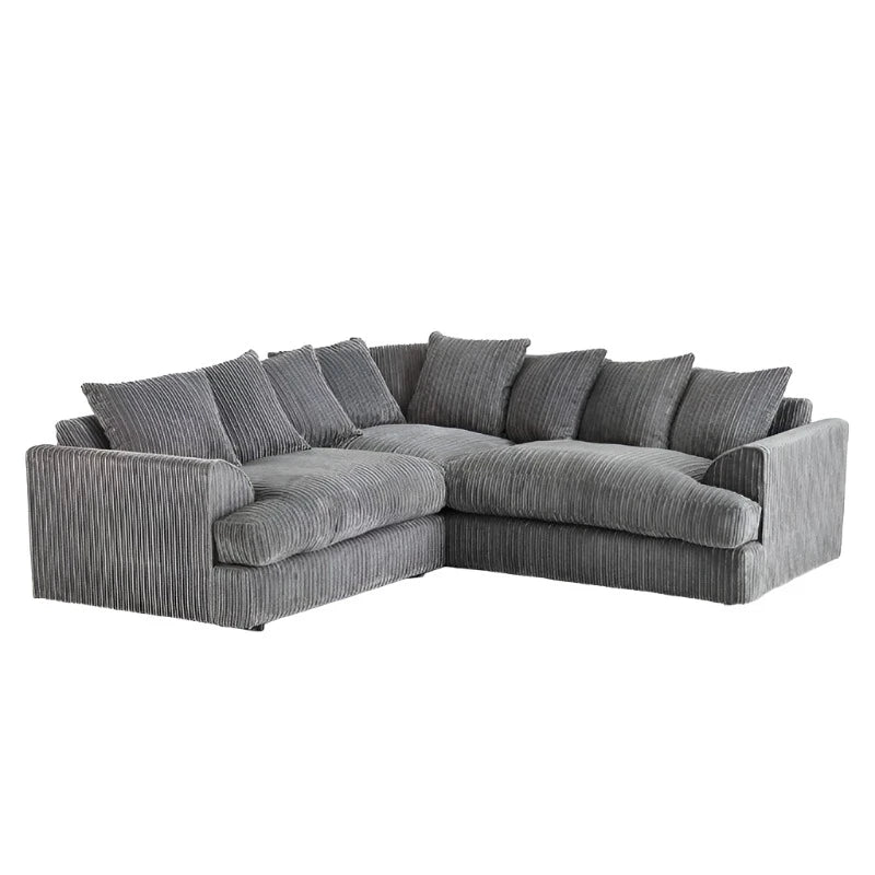 Jasper Jumbo Cord Corner Sofa - Grey