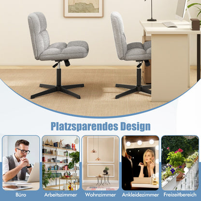 Office chair without armrests, height-adjustable cross-legged chair with rocking function, armless desk chair, grey