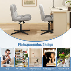 Office chair without armrests, height-adjustable cross-legged chair with rocking function, armless desk chair, grey