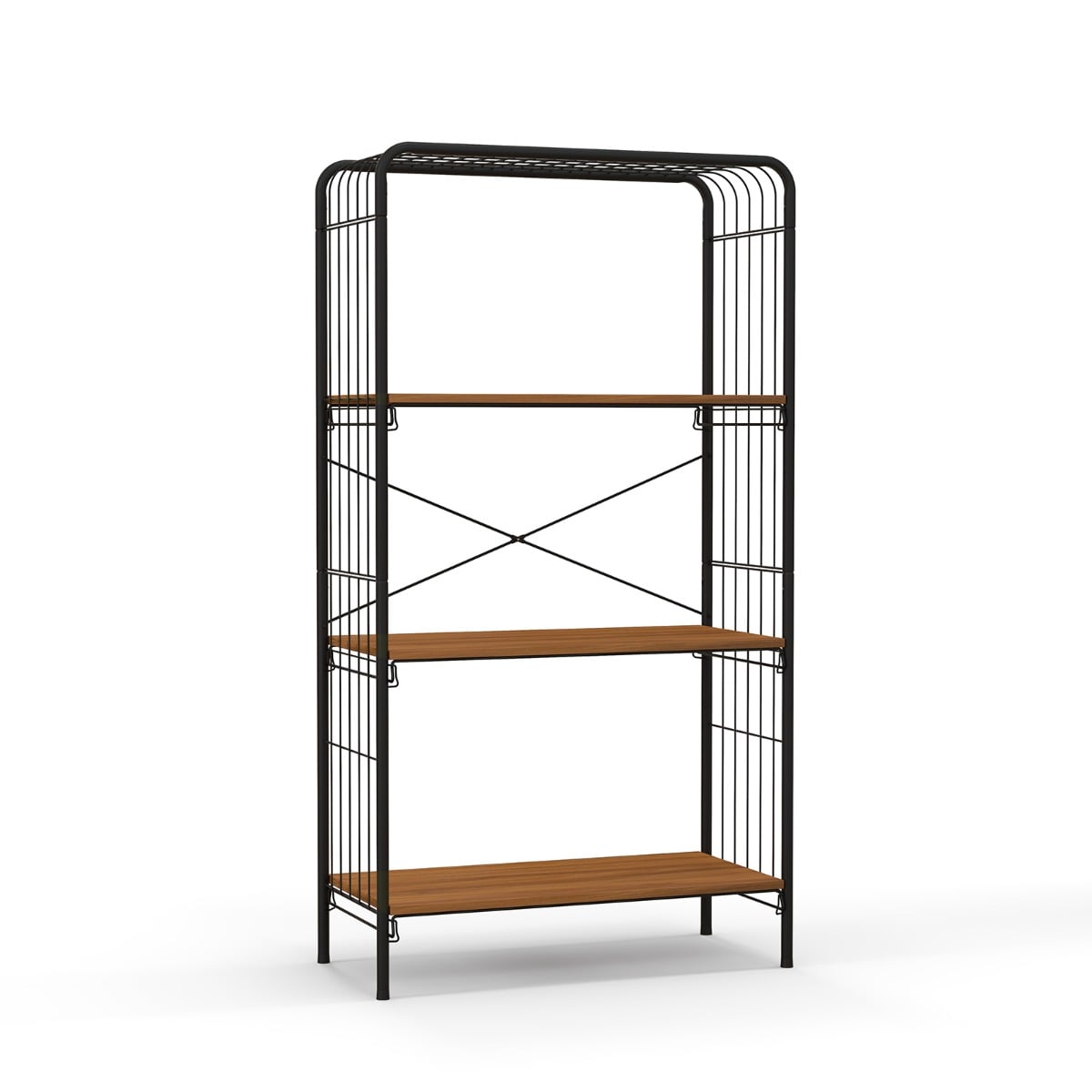 4-Tier Bookshelf Open-Back Storage Shelf with Metal Frame