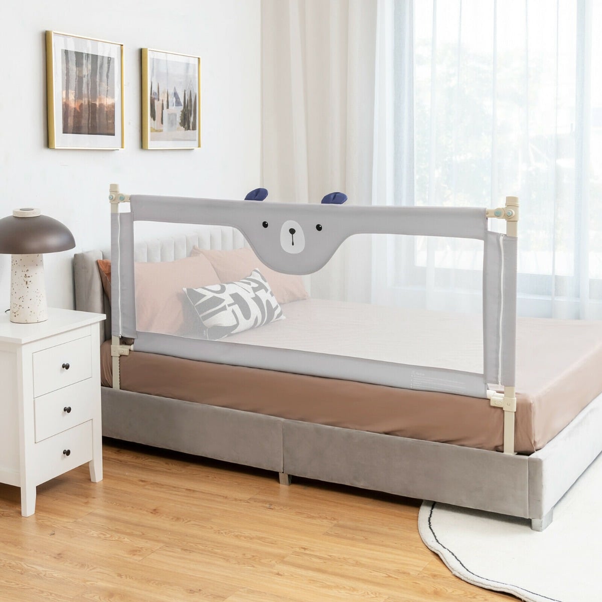 142/175CM Toddler Infant Security Guardrail with Double Lock-Size 2