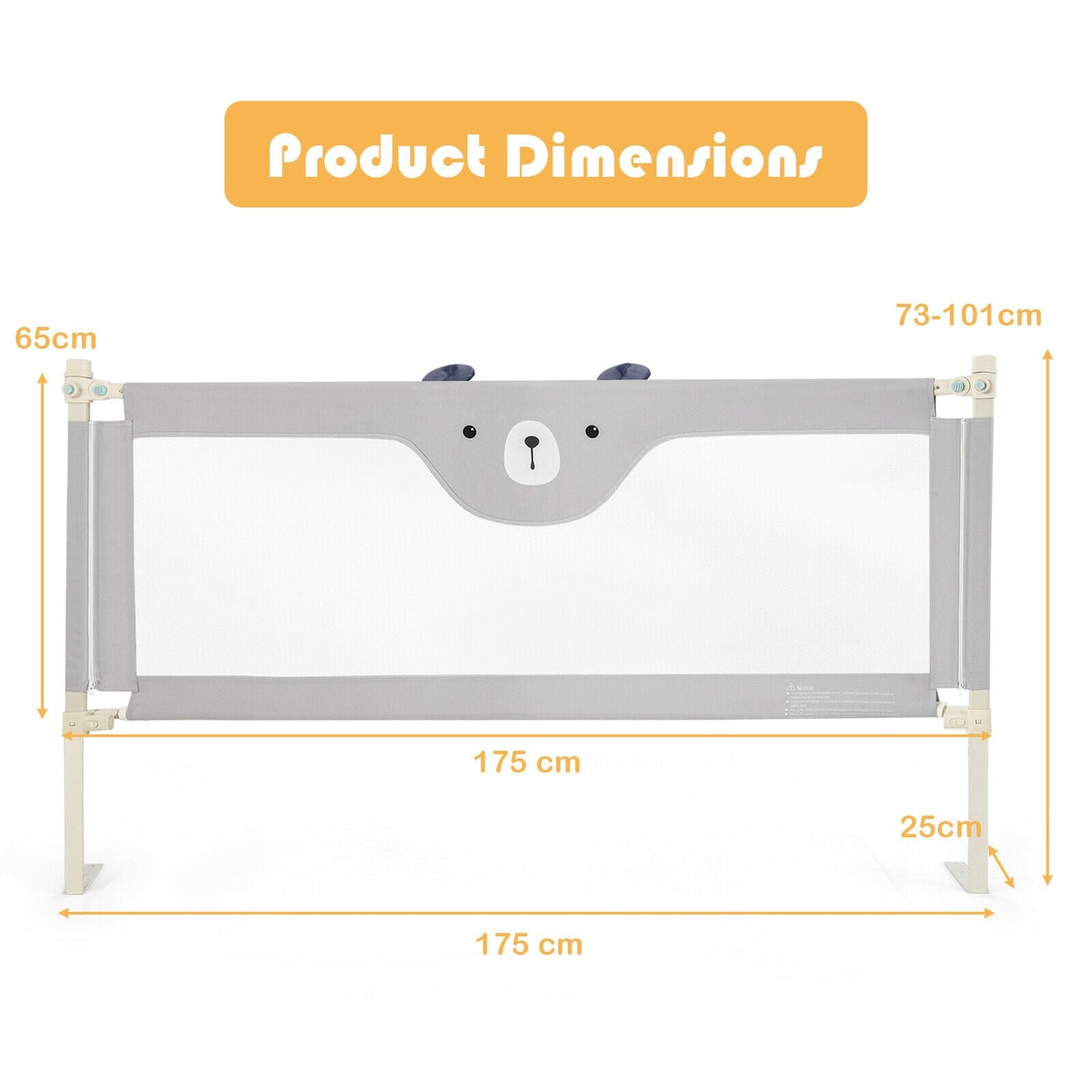 142/175CM Toddler Infant Security Guardrail with Double Lock-Size 2