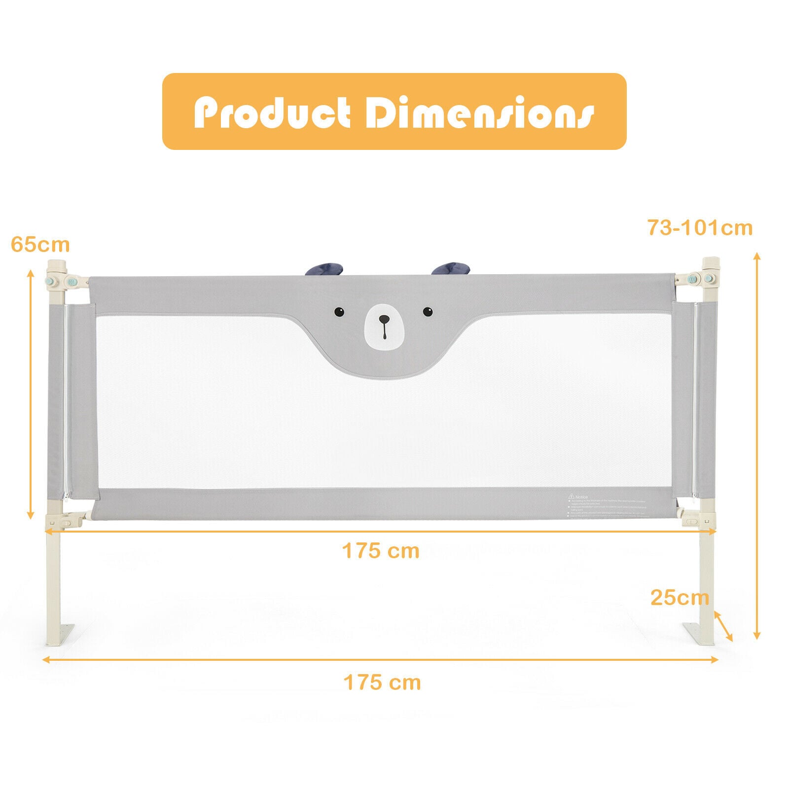 142/175CM Toddler Infant Security Guardrail with Double Lock-Size 2