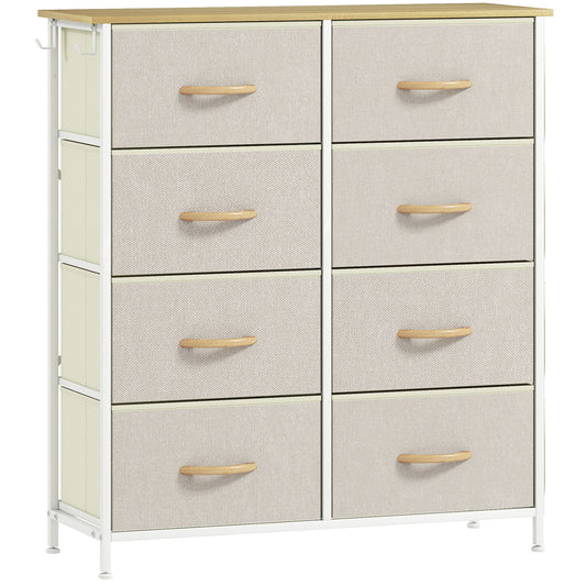 HOMCOM Chest of Eight Fabric Drawers - Beige