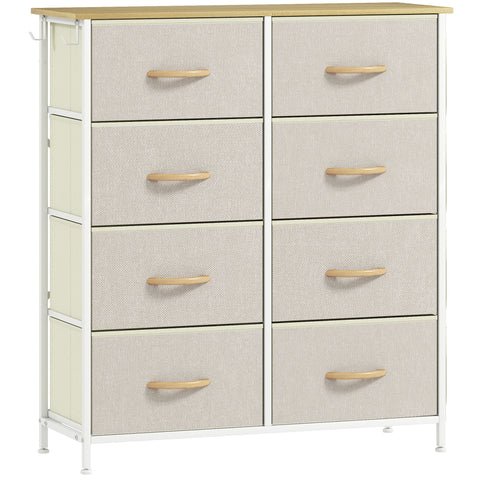 HOMCOM Chest of Eight Fabric Drawers - Beige