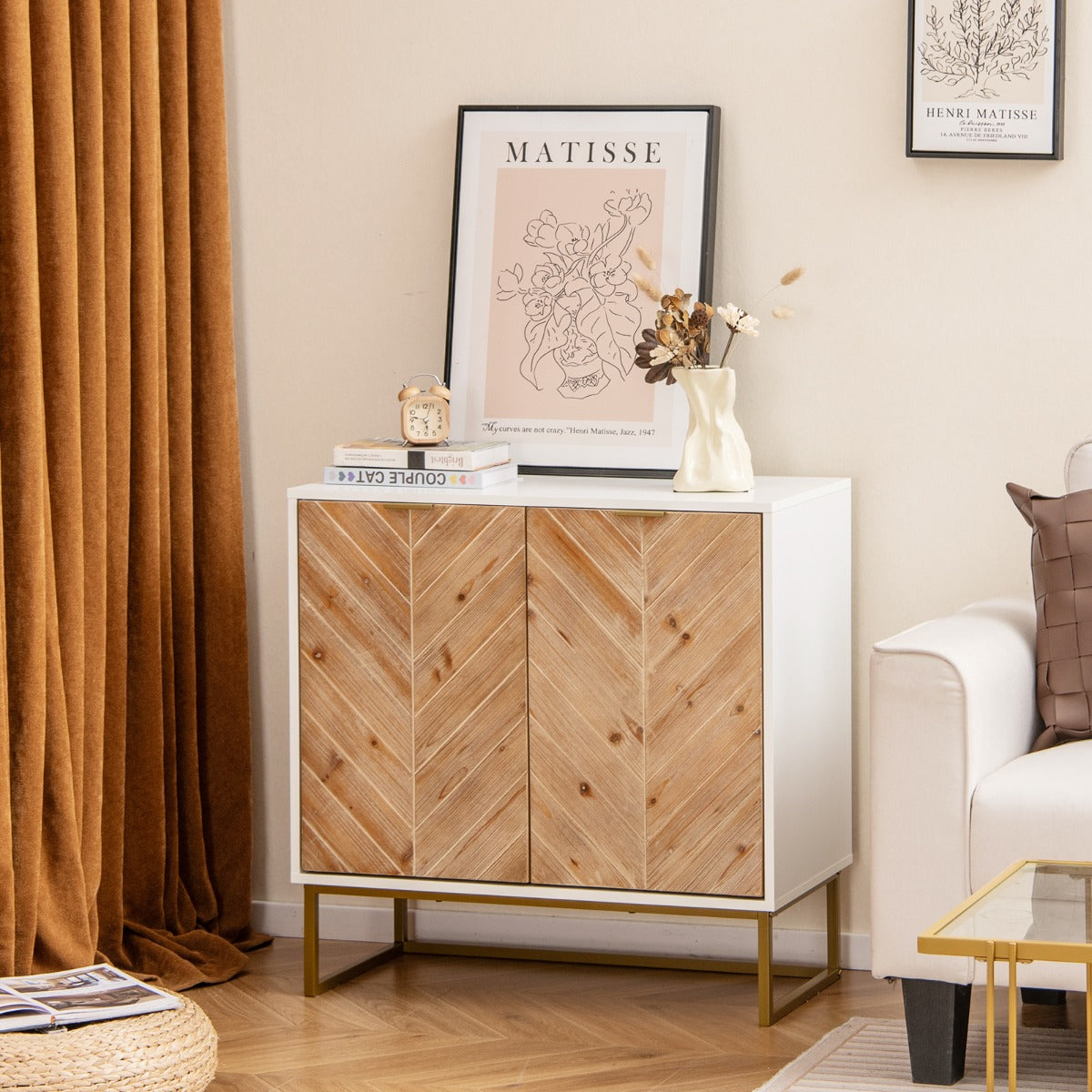 Modern Buffet Sideboard Cabinet Console Tablr with Storage-White