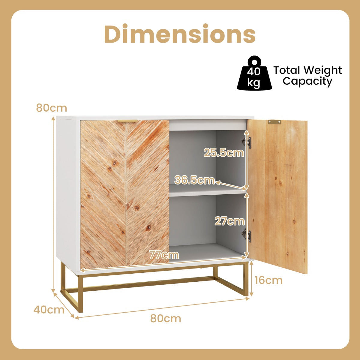 Modern Buffet Sideboard Cabinet Console Tablr with Storage-White