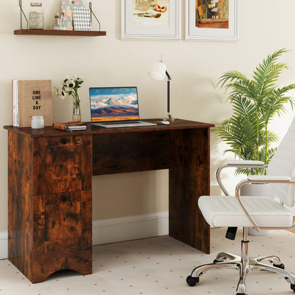 Home Office Writing Desk with 2 Drawers-Rustic Brown