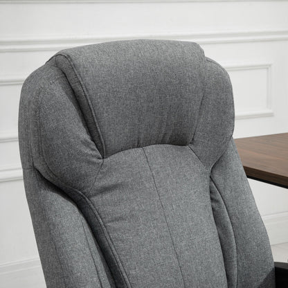 Vinsetto Swivel Chair Linen Fabric Home Office Chair, Height Adjustable Computer Chair with Padded Armrests and Tilt Function, Grey