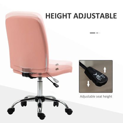 Vinsetto Armless Faux Leather Office Chair - Pink