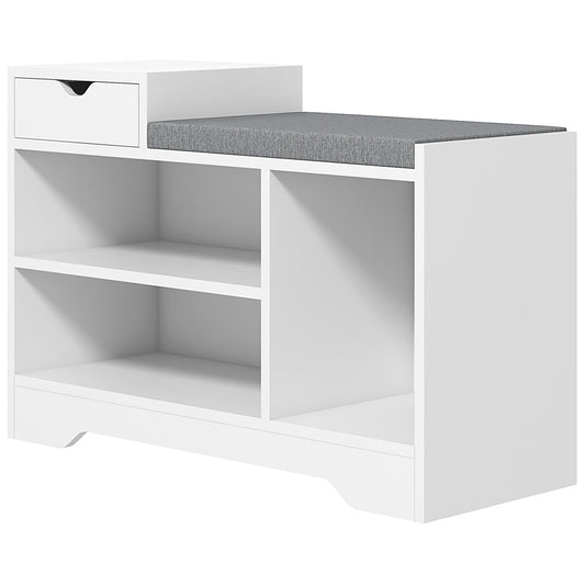 HOMCOM Multi-Compartment Shoe Bench, with Seat - White