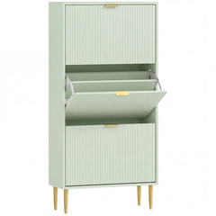 HOMCOM Elegant Three-Drawer Shoe Cabinet - Light Green