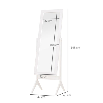 HOMCOM Full Length Mirror, Freestanding Adjustable Angle Dressing Mirror for Bedroom, Living Room, 148 x 47 cm, White