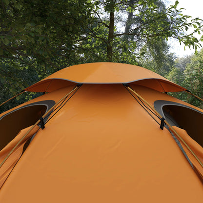 Outsunny Aluminium Frame Camping Tent Dome Tent with Removable Rainfly, 2000mm Waterproof, for 1-2 Man, Orange