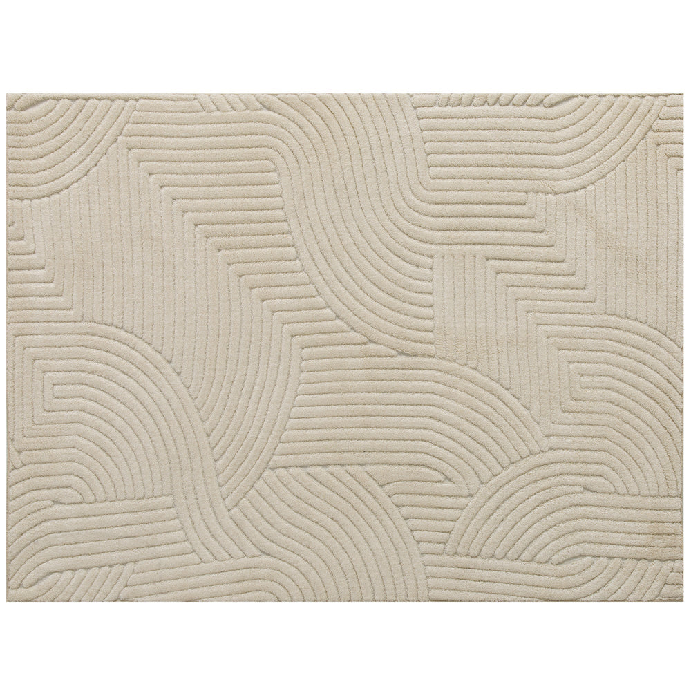 HOMCOM Modern Geometric Rug, Thick & Plush, Non-Slip, 200 x 140 cm - Cream, Living Room/Bedroom/Office