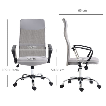 Vinsetto Ergonomic Office Chair Mesh Chair with Adjustable Height Tilt Function Light Grey