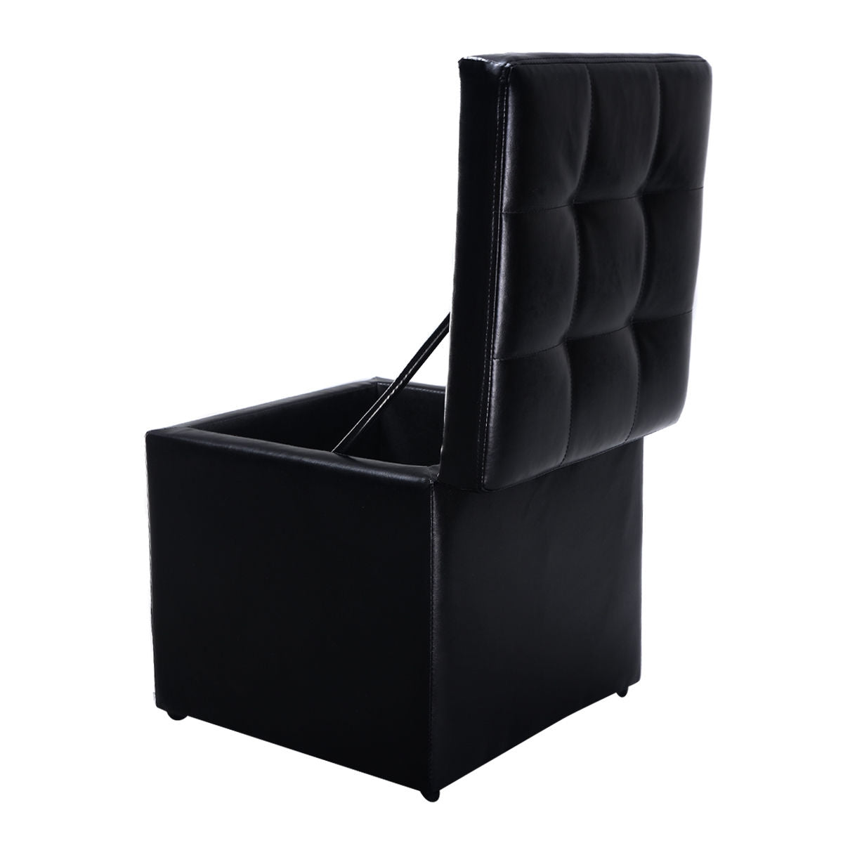 40cm PU Leather Cube Storage Ottoman with Lid-Black
