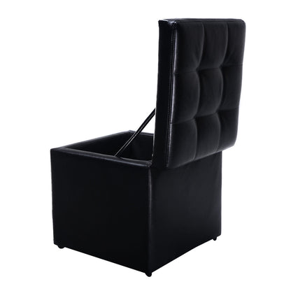 40cm PU Leather Cube Storage Ottoman with Lid-Black