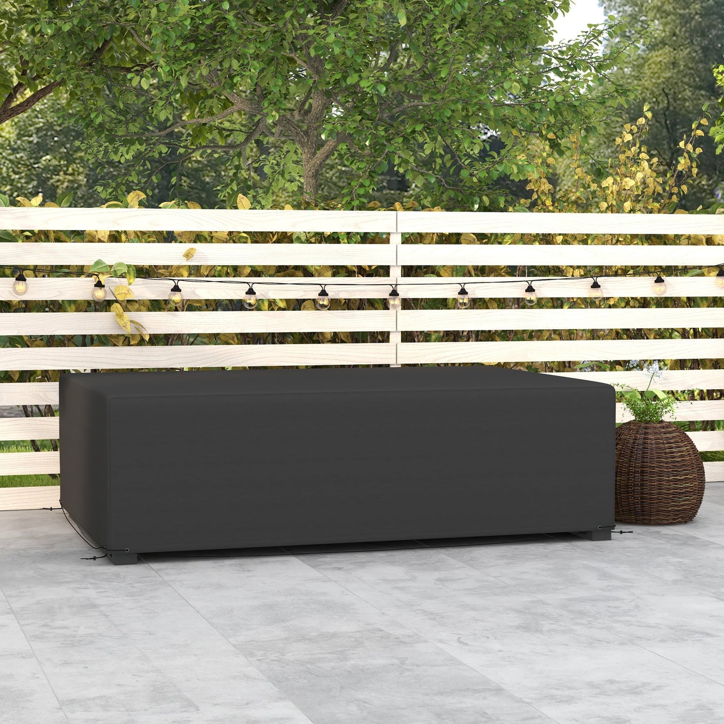 Outsunny Outdoor Garden Furniture Cover Waterproof, Anti-UV 600D Heavy Duty Oxford Fabric Patio Furniture Cover for Rectangular Sofa Table Set, Black, 245 x 165 x 66 cm