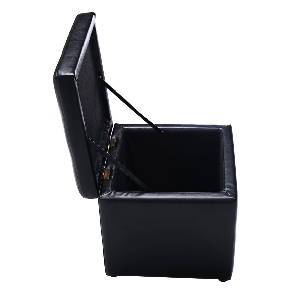 40cm PU Leather Cube Storage Ottoman with Lid-Black