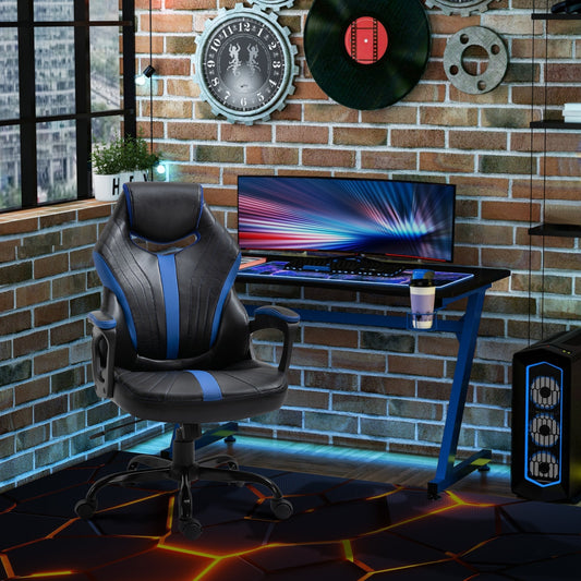 Vinsetto Computer Gaming Chair Swivel Home Office Computer Racing Gamer Chair w/ Wheels, Black Blue