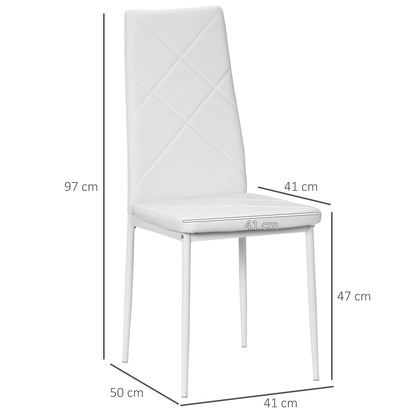 HOMCOM Set of 4 Faux Leather Dining Chairs - White