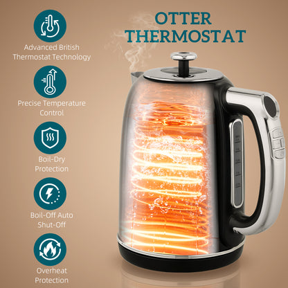 HOMCOM Polished Retro 40-100Â°C Kettle and Toaster Set - Black