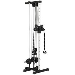 SPORTNOW Wall Mount Cable Machine, 15 Positions Adjustable Cable Crossover Machine Dual Pulley System for Home Gym
