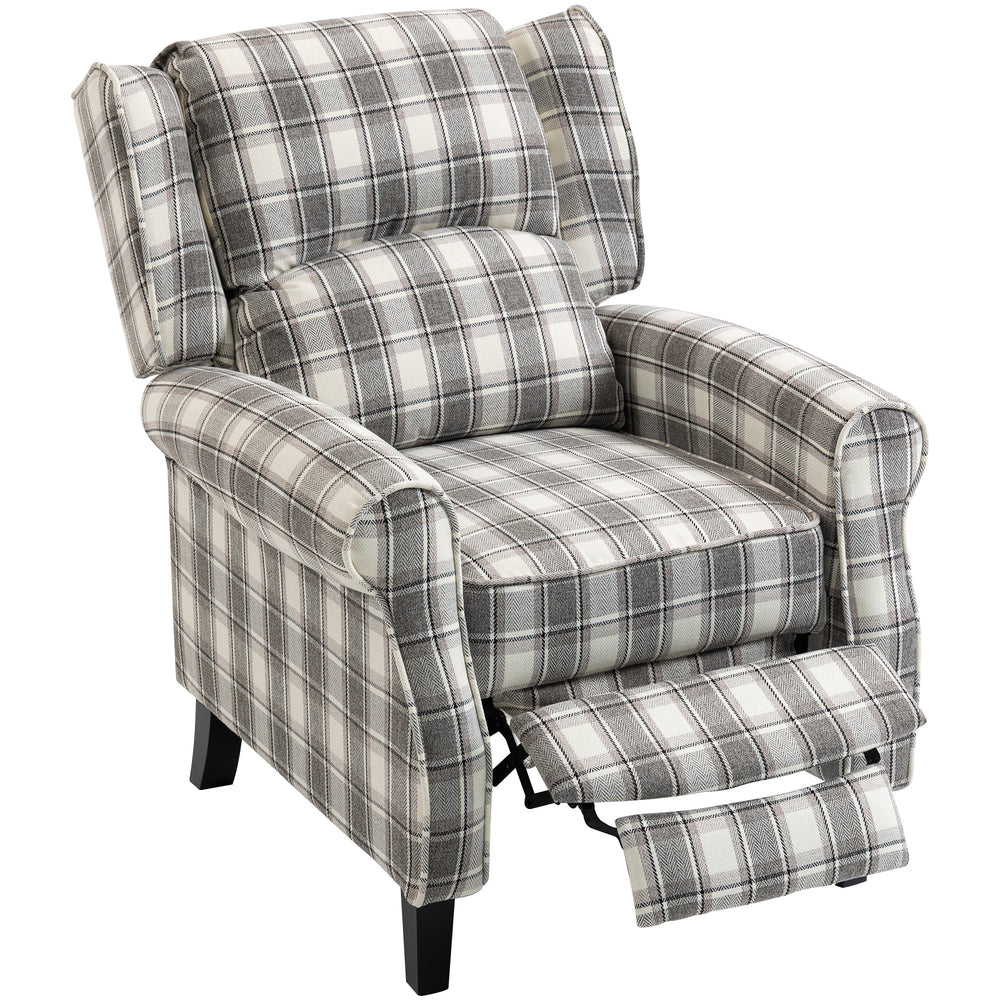 HOMCOM 160 degrees Reclining Armchair, with Footrest - Grey and White