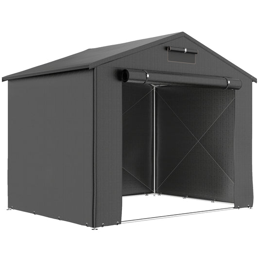 Outsunny 8 x 6 ft Outdoor Garden Storage Shed, Waterproof Bike Tent with Roll-Up Zipper Door