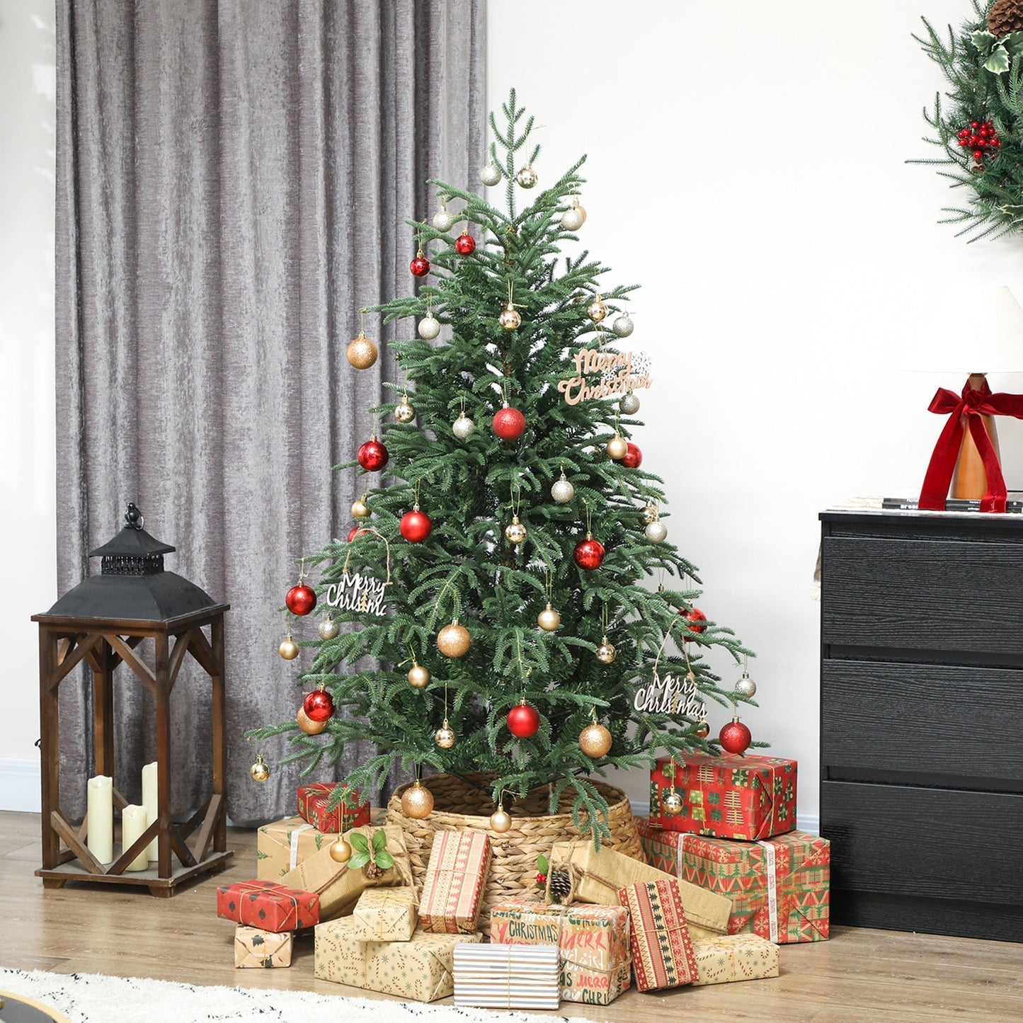 HOMCOM 5 ft Full Spruce Christmas Tree with Realistic Dense Tips, Easy Assembly - Green