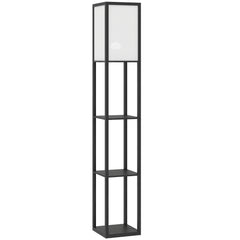 HOMCOM Floor Lamp with Shelves, 3 Layer Column Modern Standing Lamp for Living Room, Bedroom, Office, Bulb not Included, Black