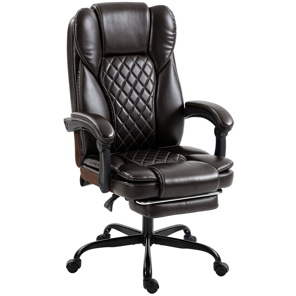 HOMCOM Executive Home Office Chair Reclining Function Footrest Computer Desk Chair High Back, Brown